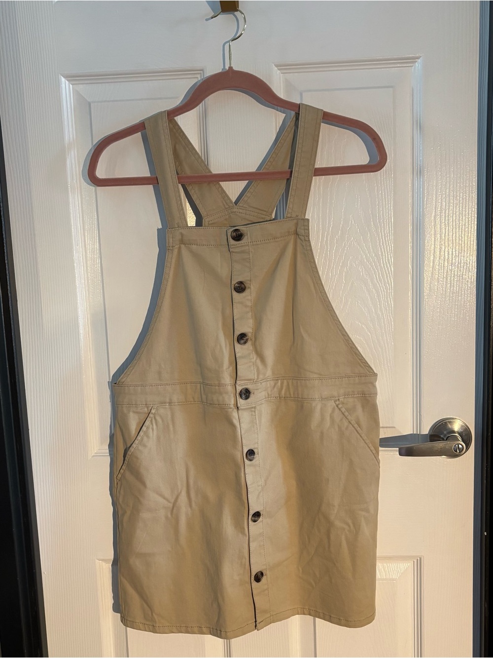 NWT Girls Button-Front Khaki Overall Dress